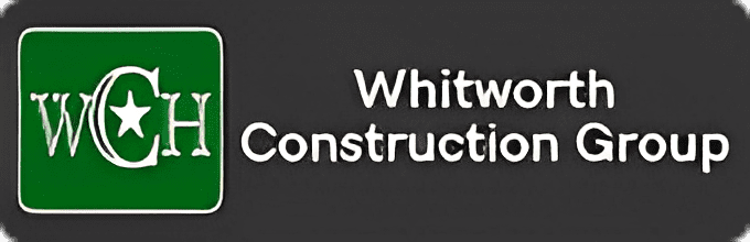 Whitworth Construction Group logo on dark background.